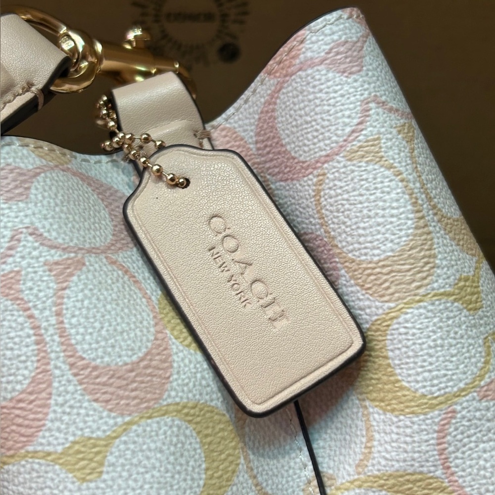 Coach Cream Pink Bucket Bag Crossbody Bag - Picture 8 of 9